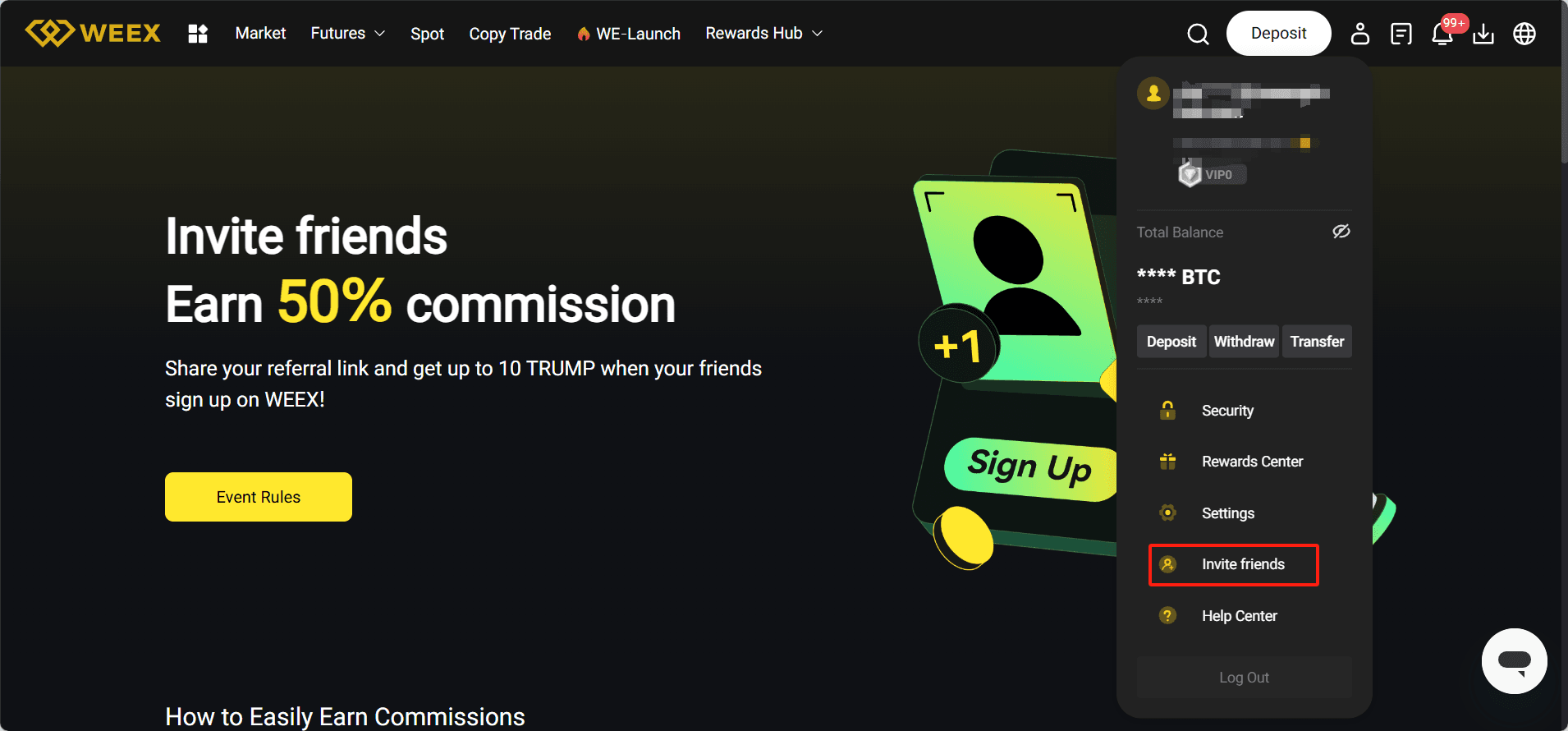 WEEX Referral Program: Step-By-Step Guide to Earn 10 TRUMP and 50% Commissions